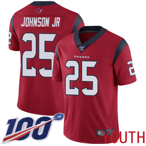 Houston Texans Limited Red Youth Duke Johnson Jr Alternate Jersey NFL Football #25 100th Season Vapor Untouchable->youth nfl jersey->Youth Jersey